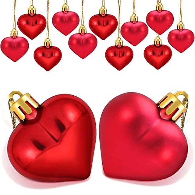  24 piezas de adornos en forma de corazón, adorno de corazón para decoración del día de San Valentín, 2 estilos