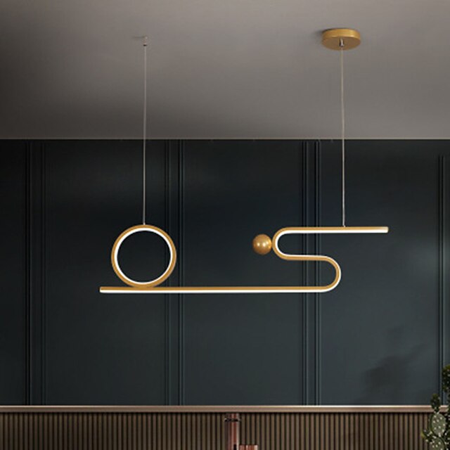 Lights & Lighting Pendant Lights | 80cm LED Pendant Light Modern Nordic Geometric Black Gold Personalized Living Room Dining Roo