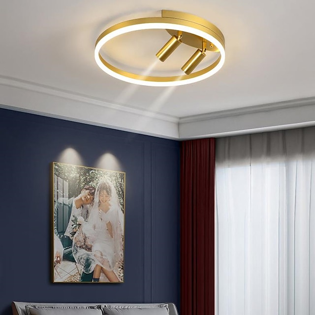  40 cm luz de techo led nórdico moderno diseño de círculo de oro negro luces de montaje empotrado acabados pintados de metal inspirado en la naturaleza 220-240 v