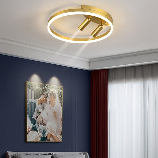  40cm LED Ceiling Light Nordic Modern Black Gold Circle Design Flush Mount Lights Metal Painted Finishes Nature Inspired 220-240V