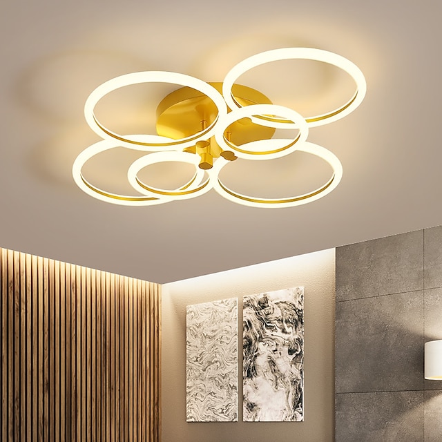  LED Deckenleuchte Kreis Ring Nordic Gold Acryl 2 3 5 6 Köpfe Außenbeleuchtung Wohnzimmer Deckenleuchte Einfache Moderne Kunst Deckenleuchte Luxus LED Schlafzimmer Licht AC220V
