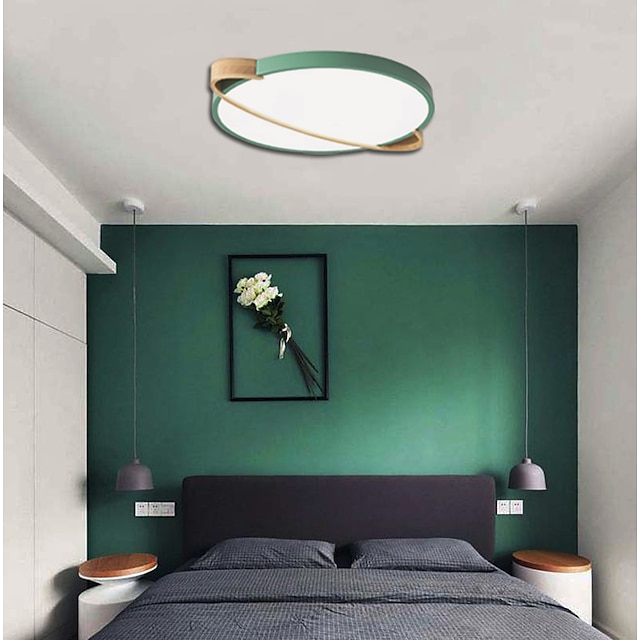  1 светильник в скандинавском стиле, потолочный светильник для спальни, современный макарон, цельная древесина, спальня, кабинет, круглый, светодиодный, 40 см, потолочный светильник