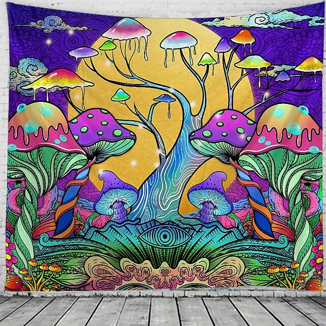  ψυχεδελική αφηρημένη μεγάλη ταπετσαρία τοίχου καλλιτεχνική διακόσμηση κουβέρτα κουρτίνα κρεμαστή κρεβατοκάμαρα σπιτιού διακόσμηση σαλονιού πολυεστερικό δέντρο μανιταριών