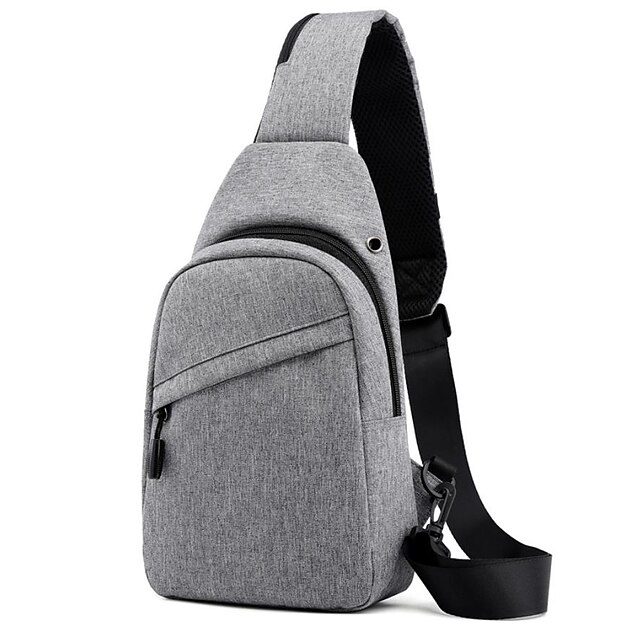  Herren Taschen Oxford Stoff Schultertasche aus Sling Brusttasche Solide Alltag Baguette-Tasche Schwarz Grau