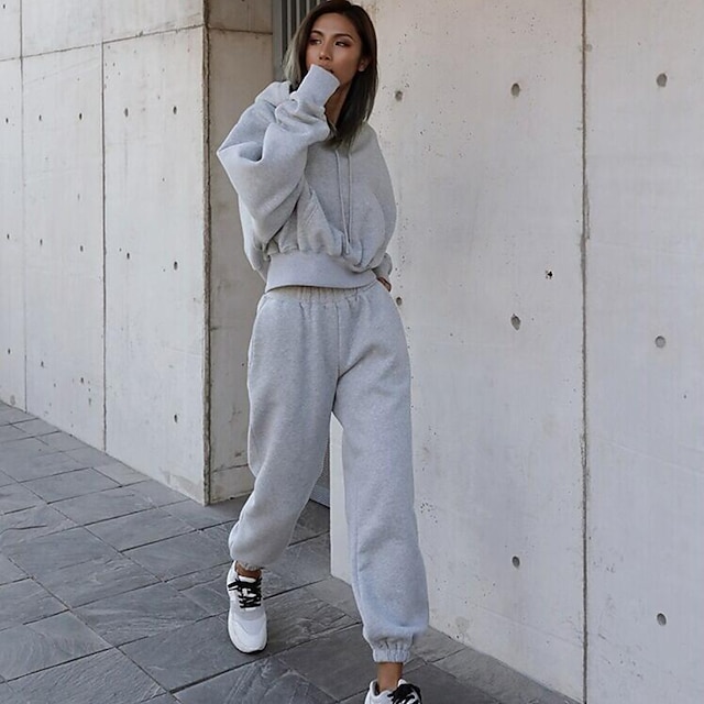 Sports & Outdoors Running, Jogging & Walking | Womens 2 Piece Tracksuit Hoodie Sweatsuit Athleisure Long Sleeve Oversized Sweats