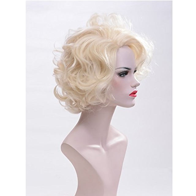 Beauty & Hair Wigs & Hair Pieces | Cosplay Costume Wig Wavy Middle Part Wig One Color Synthetic Hair Womens Blonde - RD42431