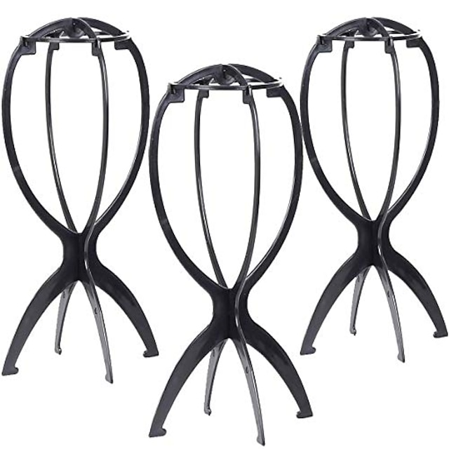  wig stand 3pcs folding black wig holder for short hair 14.2 inch collapsible display tool wig stands portable traveling hat rack hair dryer