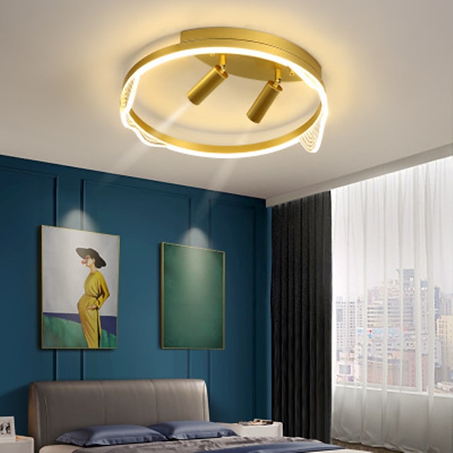  40 cm luz de techo led nórdico moderno diseño de círculo de oro negro luces de montaje empotrado acabados pintados de metal inspirado en la naturaleza 220-240 v