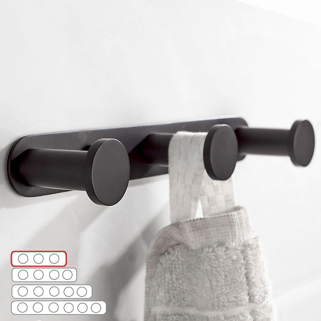  γάντζος ρόμπας τοίχος με 3 ή 4 ή 5 ή 6 γάντζους νέας σχεδίασης από ανοξείδωτο ατσάλι βαμμένα φινιρίσματα μπάνιου μαύρο 1 τμχ