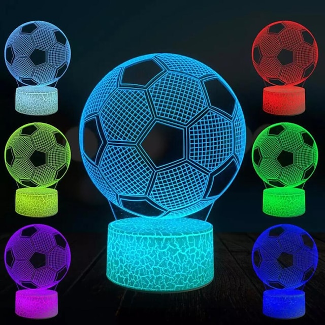  Soccer 3D LED Night Light 7 Colors Changing for Kid Girl Optical Illusion Lamp Nightlight for Bedroom Lamps with Remote Control USB Battery Power Holiday Home Decor Xmas Birthday Gifts