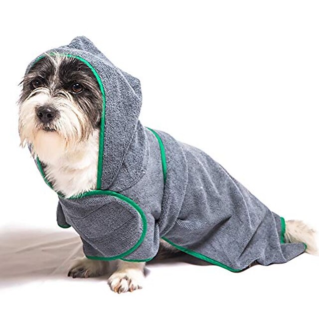 Dog Bathrobe Quick Drying Dog Drying Coat Absorbent Bath Robe Towel for Cats Dogs Puppy Soft Dog Dressing Gown Adjustable Strap Pet Towel for Bath & Beach Trips M