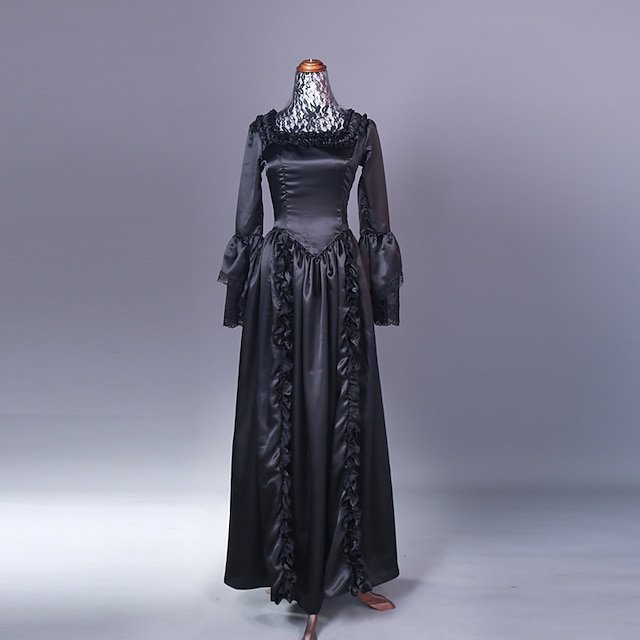  Princess Maria Antonietta Rococo Victorian Vacation Dress Dress Prom Dress Women's Cotton Costume Black Vintage Cosplay Prom Party & Evening Long Sleeve Ankle Length Plus Size