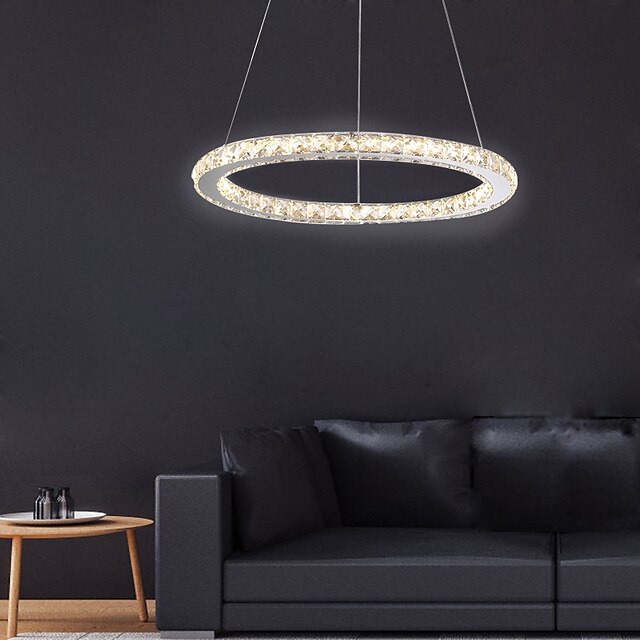  60 cm cristal dimmable led lustre pendentif lumière métal cercle galvanisé moderne contemporain 110-120v 220-240v