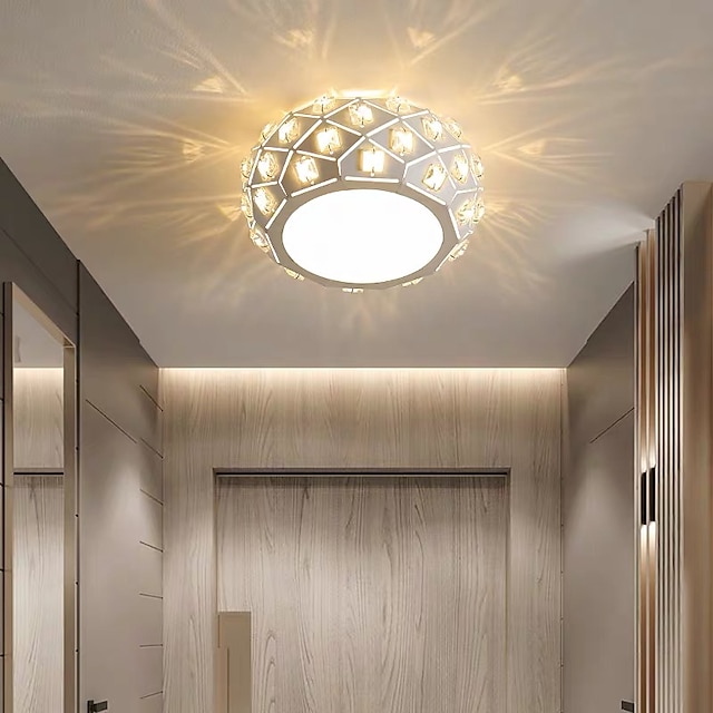  16cm LED Ceiling Light Crystal Porch Light Aisle Corridor Lamp Modern Round Desgin Flush Mount Lights Metal Painted Finishes 110-240 V