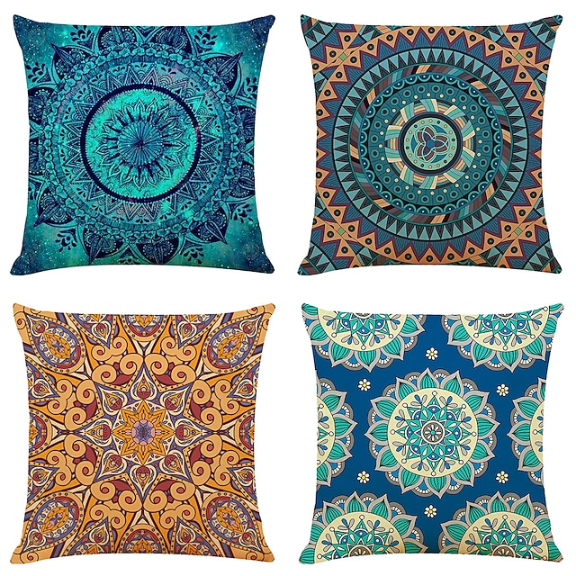 Home & Garden Home Decor | Floral Mandala Bohemian Cushion Cover 4PCS Soft Square Throw Pillow Cover Pillowcase Superior Quality