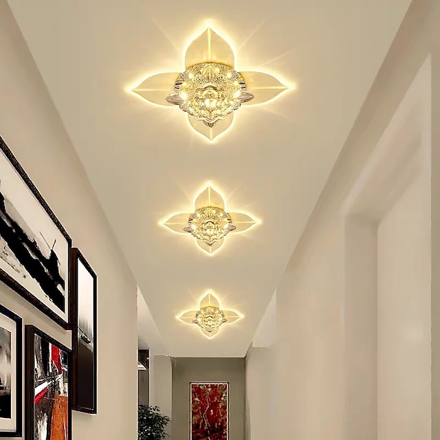  20 cm luz de techo led luz de porche de cristal pasillo lámpara de pasillo moderno diseño de flores luces de montaje empotrado metal galvanizado 110-240 v