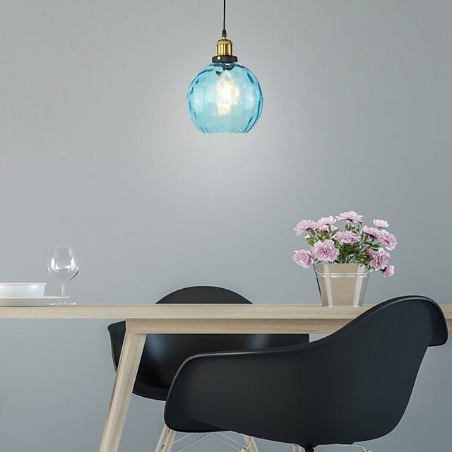 Lights & Lighting Pendant Lights | 1-Light Modern Restaurant Blue Glass Pendant Light Bar Bedroom Glass Lamp Diameter 20cm - VK6