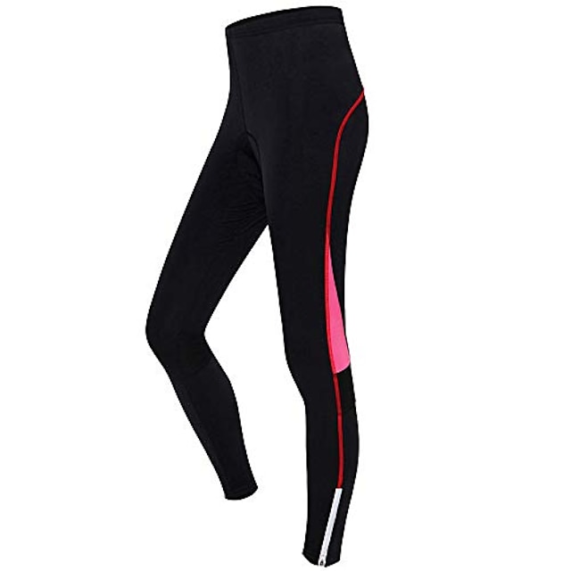  sykkelbukse for kvinner, sykkelbukse lang med 3d gel polstret, mtb terrengsykkelbukse leggings pustende høy elastisitet, rød, s