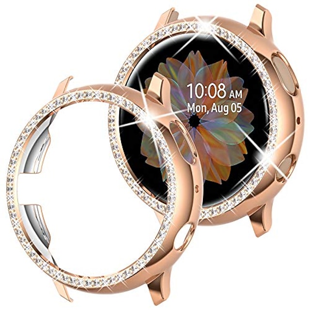  Watch Case Compatible with Samsung Galaxy Watch 5 Pro 45mm / Watch 5 40/44mm / Watch 4 40/44mm / Watch 3 41/45mm / Watch Active 2 40/44mm Bling Diamond Shockproof PC Watch Cover