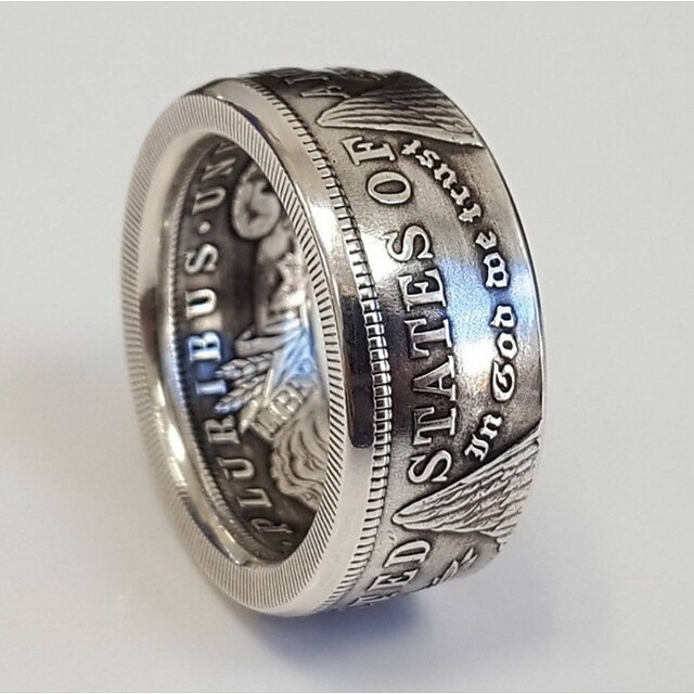 coin ring handcraft rings vintage handmade from morgan dollar silver plated copy coin1878 eagle silver plated us size 9-16#3