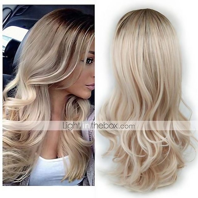 Beauty & Hair Wigs & Hair Pieces | Blonde Wigs for Women Synthetic Wig Curly Wavy with Bangs Wig Long Light Golden Light Blonde 