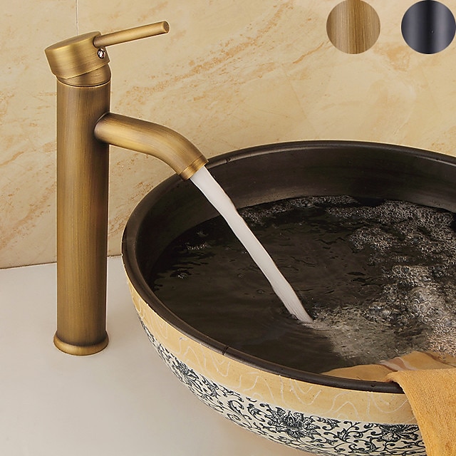  grifo del lavabo del baño - grifos de baño de un solo mango de latón antiguo clásico central