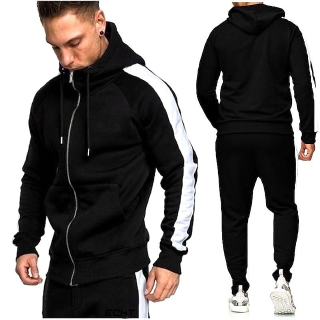 Sports & Outdoors Running, Jogging & Walking | Mens 2 Piece Full Zip Tracksuit Sweatsuit Casual Athleisure Winter Long Sleeve Hi