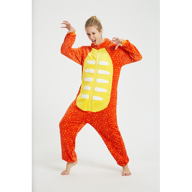 Toys & Hobbies Cosplay & Costumes | Kids Adults Kigurumi Pajamas Dragon Onesie Pajamas Flannel Fabric Orange Cosplay For Men and