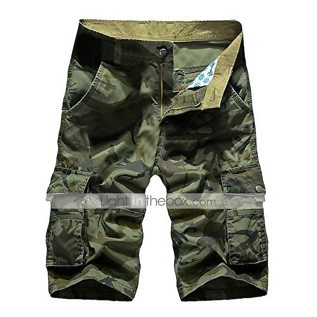 Men's Cargo Shorts Hiking Shorts Multi Pocket Cotton khaki Army Green ...