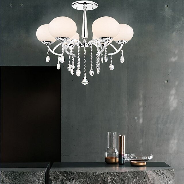  6 ламп 72 см хрустальная люстра металлическое стекло в стиле свечей гальваническое современное современное 110-120в / 220-240в