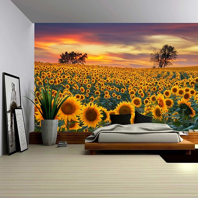  nástěnná tapiserie umělecká výzdoba deka záclona piknik ubrus zavěšení domácí ložnice obývací pokoj dekorace na koleji polyester slunečnice krása pohledy