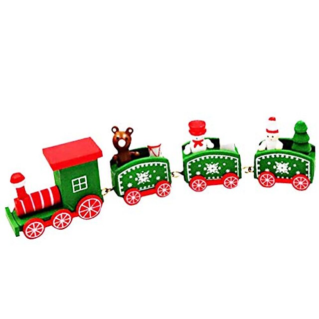  mini christmas wooden train ornament - winter room wood crafts - christmas toy gift for child - holiday xmas decorations sets for desk, table, christmas trees