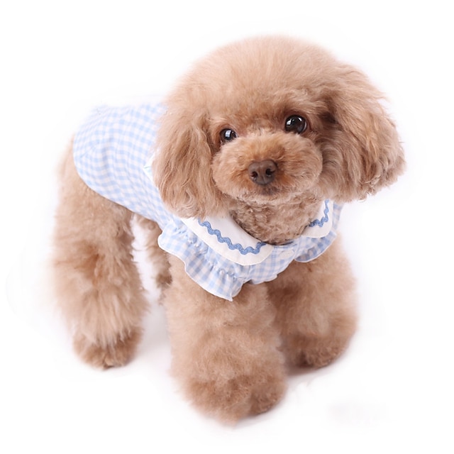 Dog Pajamas T-shirts Plaid / Check Casual / Sporty Cute Party Casual / Daily Dog Clothes Puppy Clothes Dog Outfits Breathable Yellow Blue Costume for Girl and Boy Dog Fabric XXXS XXS XS S M L