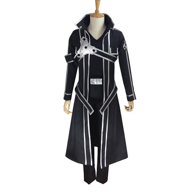  Inspirat de SAO Swords Art Online Kirito Anime Costume Cosplay Japoneză Costume Cosplay Mată Manșon Lung Geacă Pantaloni Mănuși Pentru Bărbați Pentru femei / Centură / Tricou / Curea / Centură