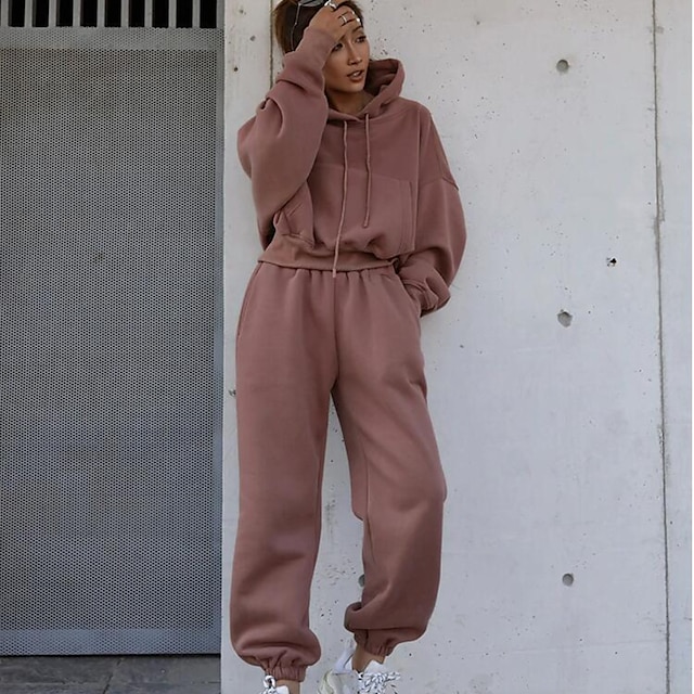 Sports & Outdoors Running, Jogging & Walking | Womens 2 Piece Tracksuit Hoodie Sweatsuit Athleisure Long Sleeve Oversized Sweats