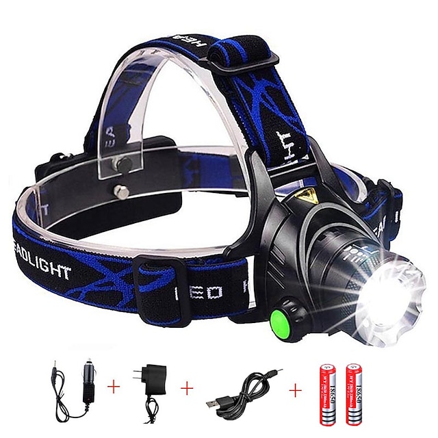  LED Light Headlamps Fishing Light Waterproof 1600 lm LED LED Emitters 3 Mode with Batteries and Charger Waterproof Night Vision Camping / Hiking / Caving Everyday Use Cycling / Bike United Kingdom AU