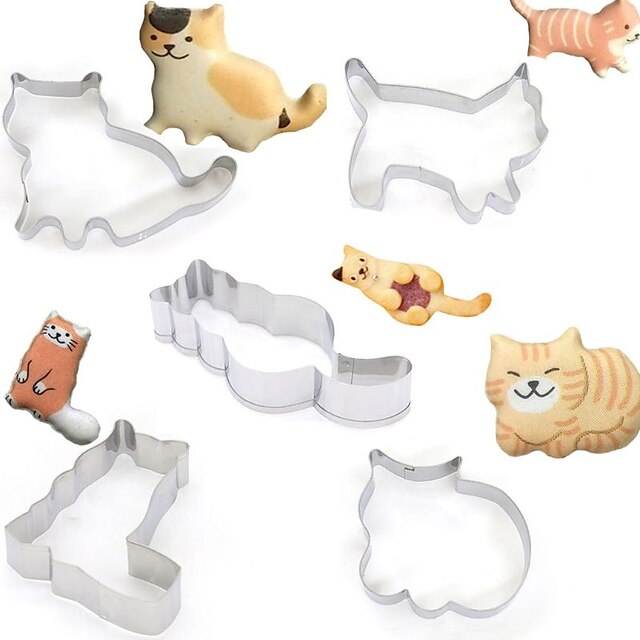 5pcs Cute Animal Cat Shape Cookie Cutters Moulds Stainless Steel Biscuit  Mold DIY Fondant Pastry Decorating Baking Kitchen Tools 8313519 2023 – $