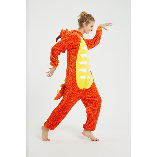 Toys & Hobbies Cosplay & Costumes | Kids Adults Kigurumi Pajamas Dragon Onesie Pajamas Flannel Fabric Orange Cosplay For Men and