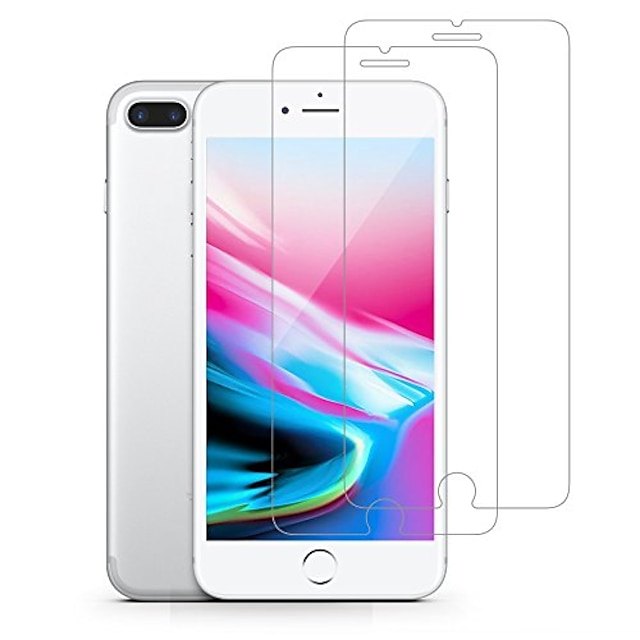  tempered glass screen protector for apple iphone 8 plus, iphone 7 plus, case friendly anti scratch bubble free tempered glass film - 2 pack