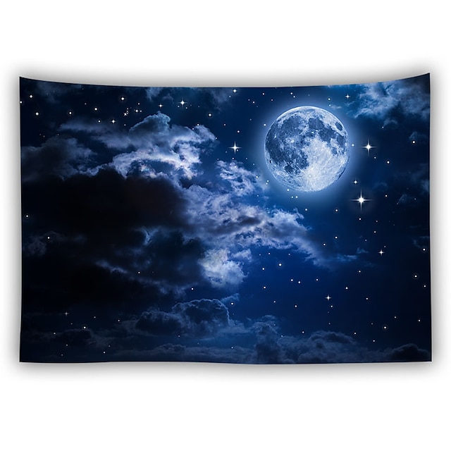 Home & Garden Home Decor | black tapestry wall hanging moon stars tapestry starry sky tapestries for bedroom living room decorat