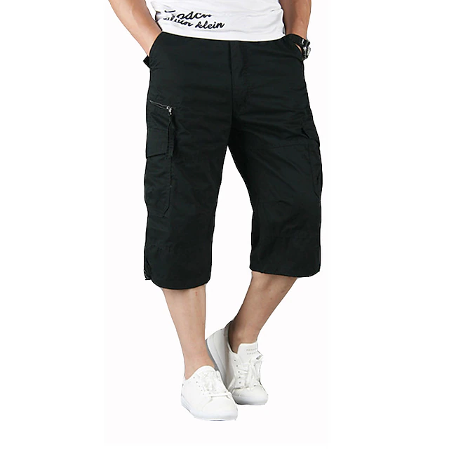 Men's Capri Cargo Shorts Cargo Shorts Zipper Pocket Leg Drawstring ...