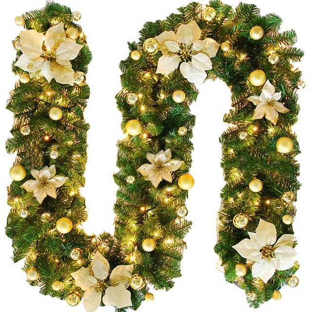  Guirnalda decorativa de mimbre de Navidad de 2,7 m