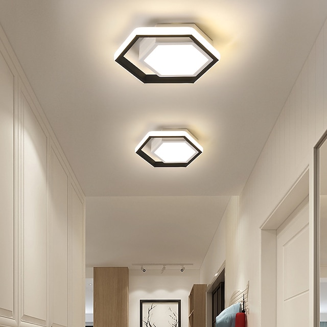  25cm luz de teto led moderna nórdica luz de alpendre corredor corredor hexágono formas geométricas luzes embutidas de metal led 220-240v