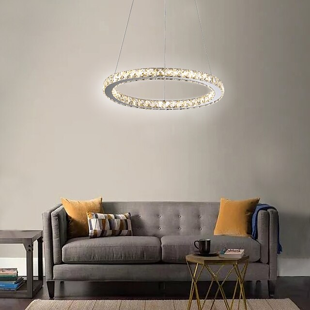  40cm cristal led lustre pendente círculo de metal leve galvanizado moderno contemporâneo 110-120v 220-240v