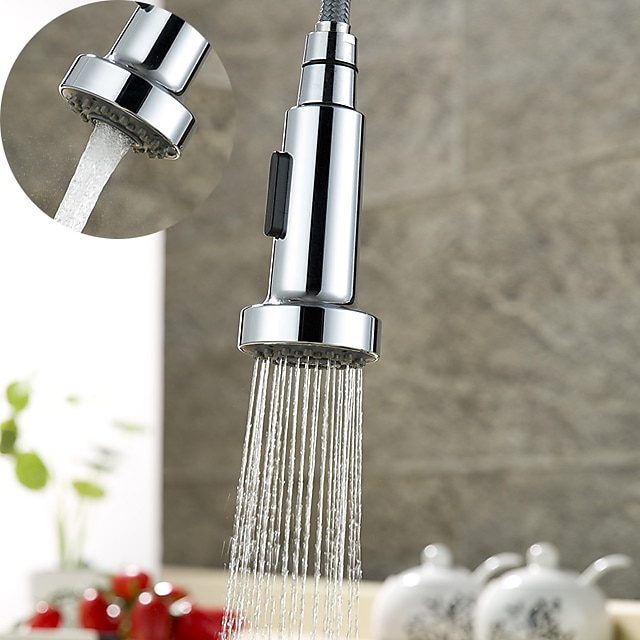  Faucet Nozzle Multi-Function Silvery Replaceable Pull out Shower Spray Head ABS Plastic Material Adjustable to Spray and Centest Waterflow Mode