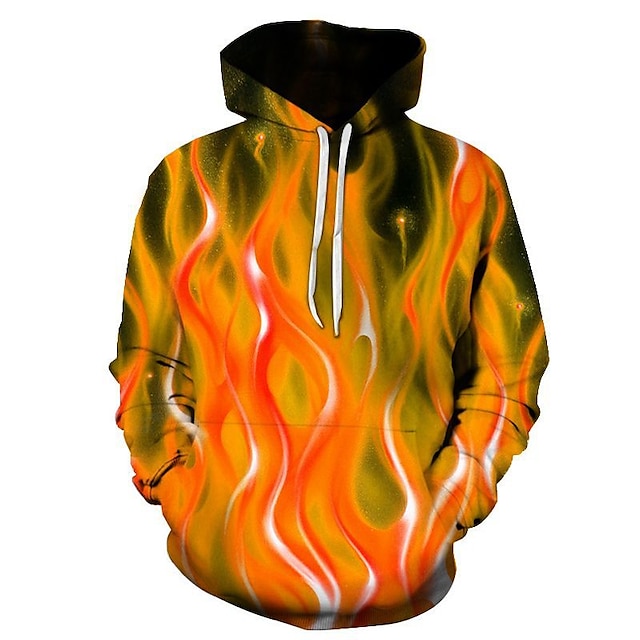 men's hoodies 3d printed colorful fire graphic pullover hoodie funny ...