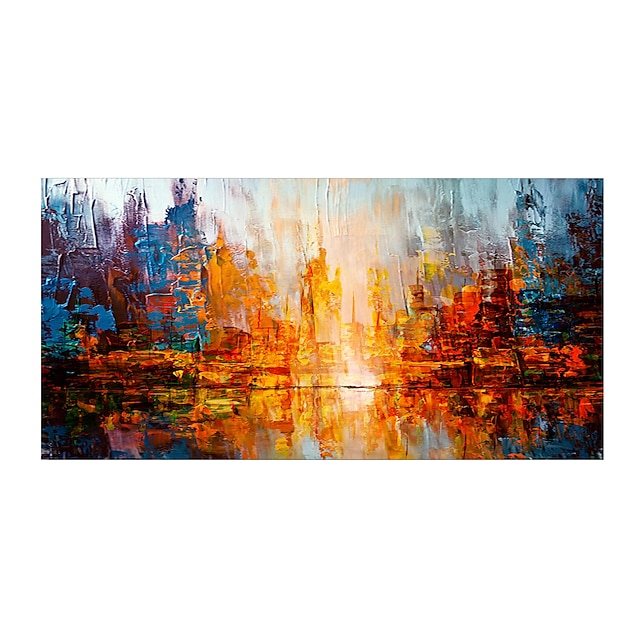  Oil Painting Hand Painted Horizontal Panoramic Abstract Landscape Comtemporary Modern Stretched Canvas