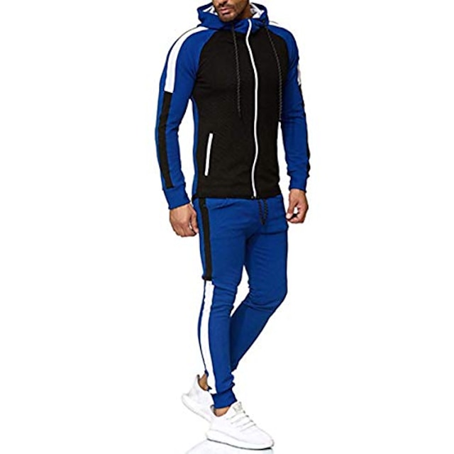 Mens Tracksuits 2 Pieces,Full Zip Athletic Jogging Suit Set,Fleece Drawstring Sports Sweatsuits