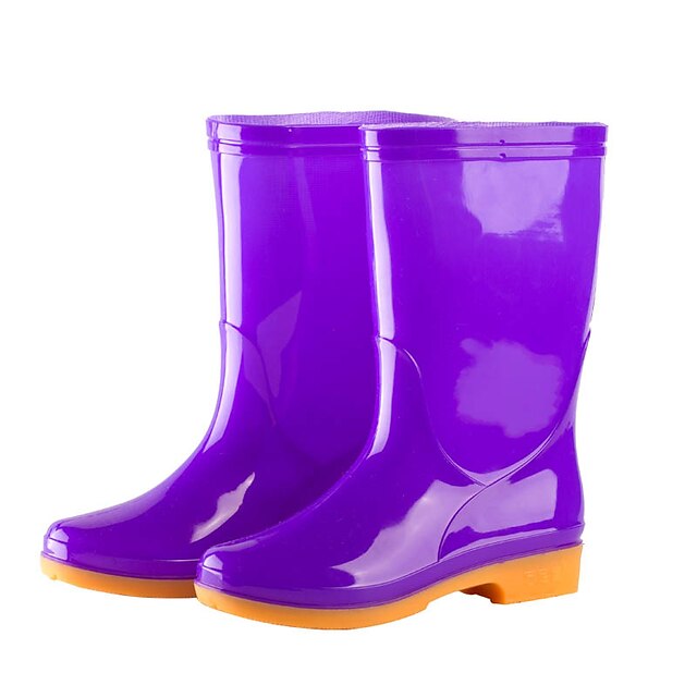 Women's Boots Chunky Heel Round Toe Classic Daily PVC Solid Colored Purple Red Blue