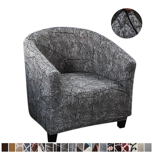 Stretch Club Chair Slipcover Armchair, Black Barrel Chair Cover